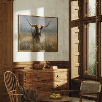 Longhorn Among Meadow Wildflowers