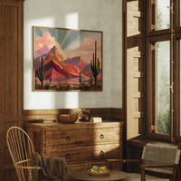 Saguaros Bathe In Coral Light