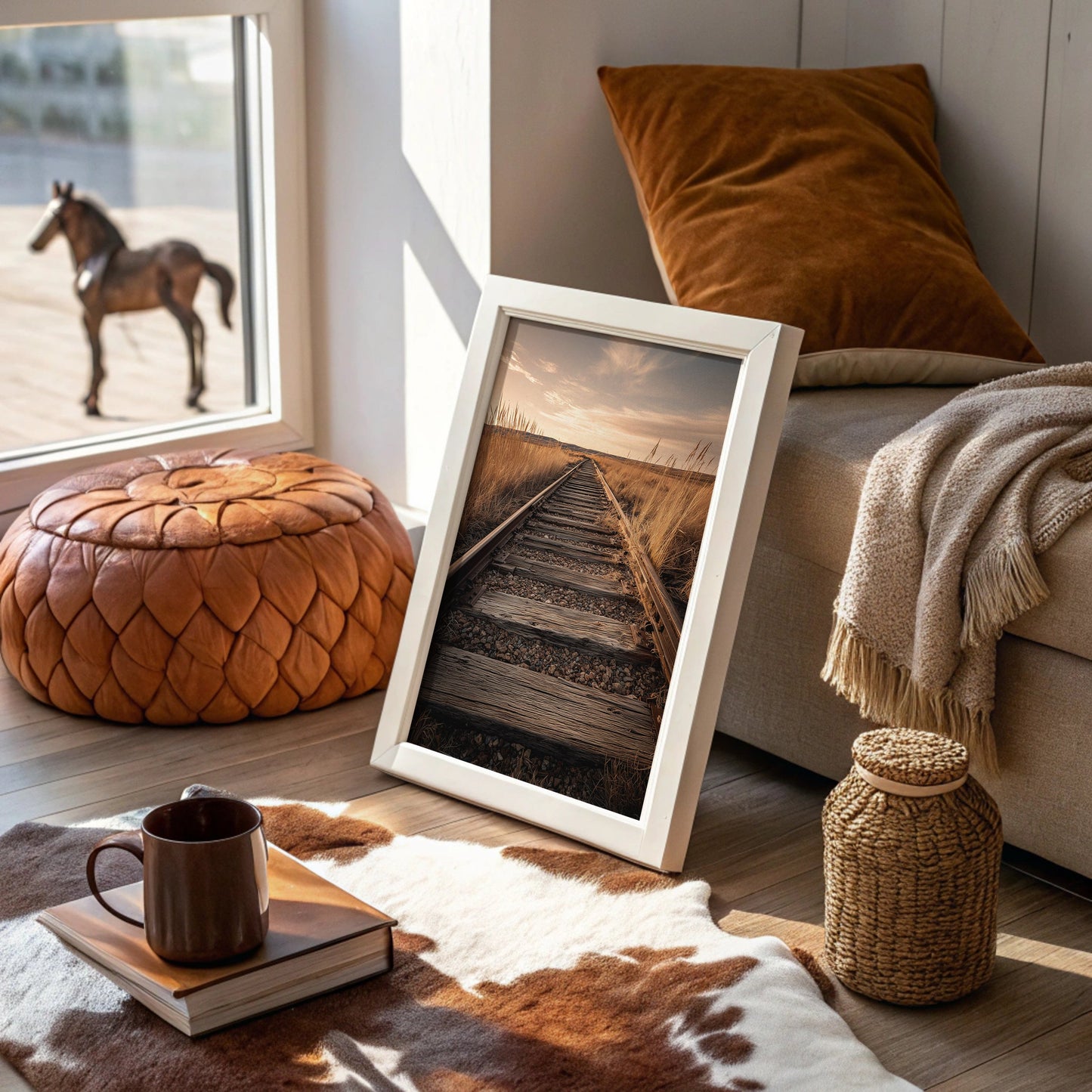 Prairie Tracks Under Golden Sky