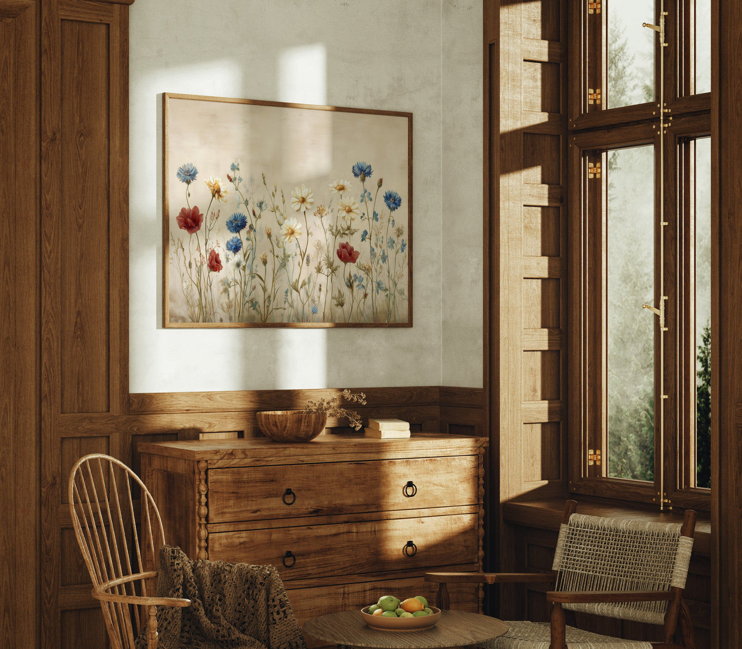 Field Blooms On Vintage Canvas