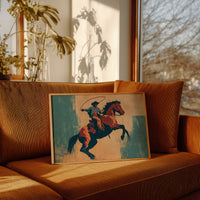 Rodeo Silhouette Dances Against Turquoise Sky