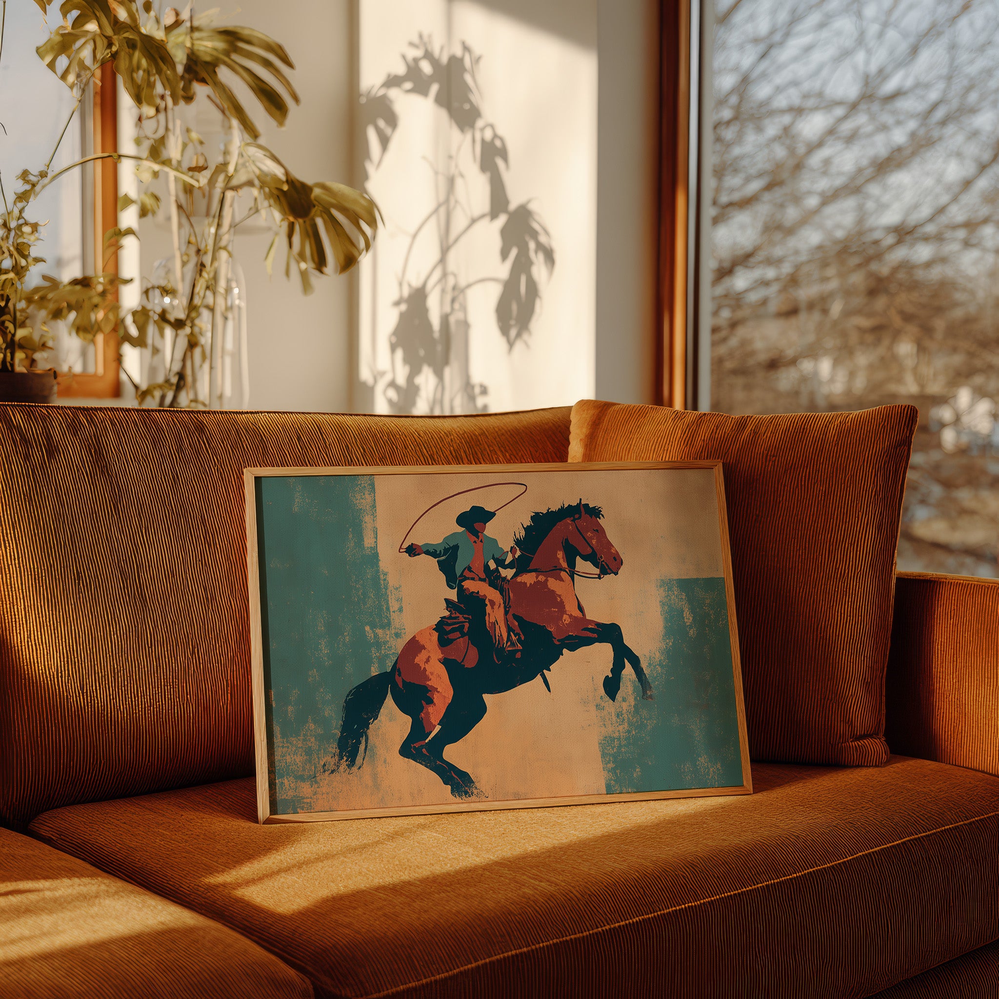 Rodeo Silhouette Dances Against Turquoise Sky