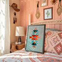 Geometric Harmony in Turquoise and Coral
