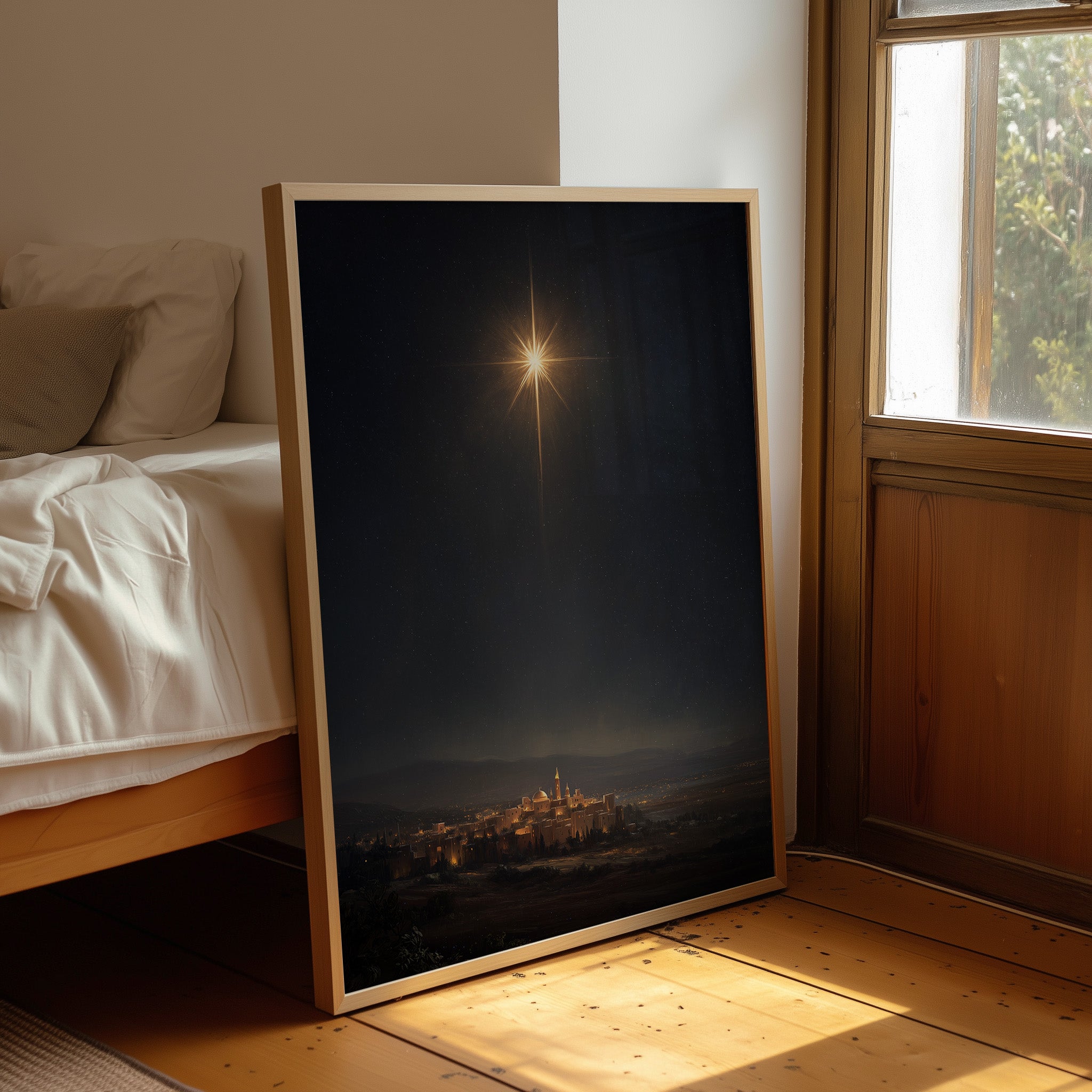 Celestial Beacon Over Ancient City
