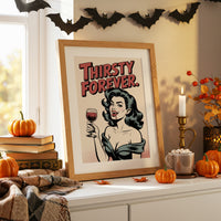 Vintage Vamp Sips Red Wine