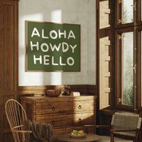 Greetings Bloom Against Olive Canvas