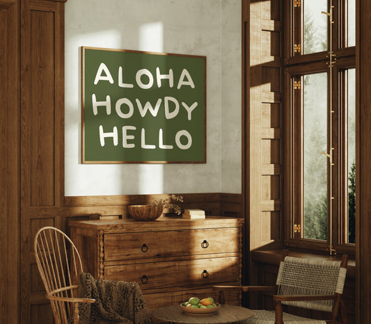 Greetings Bloom Against Olive Canvas