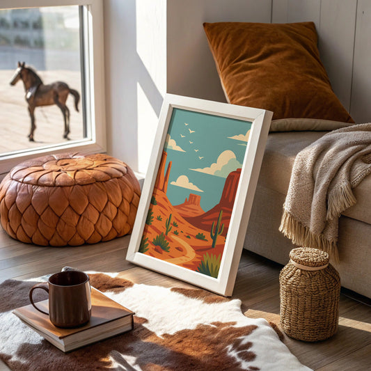 Birds Soar Over Rusty Mesas