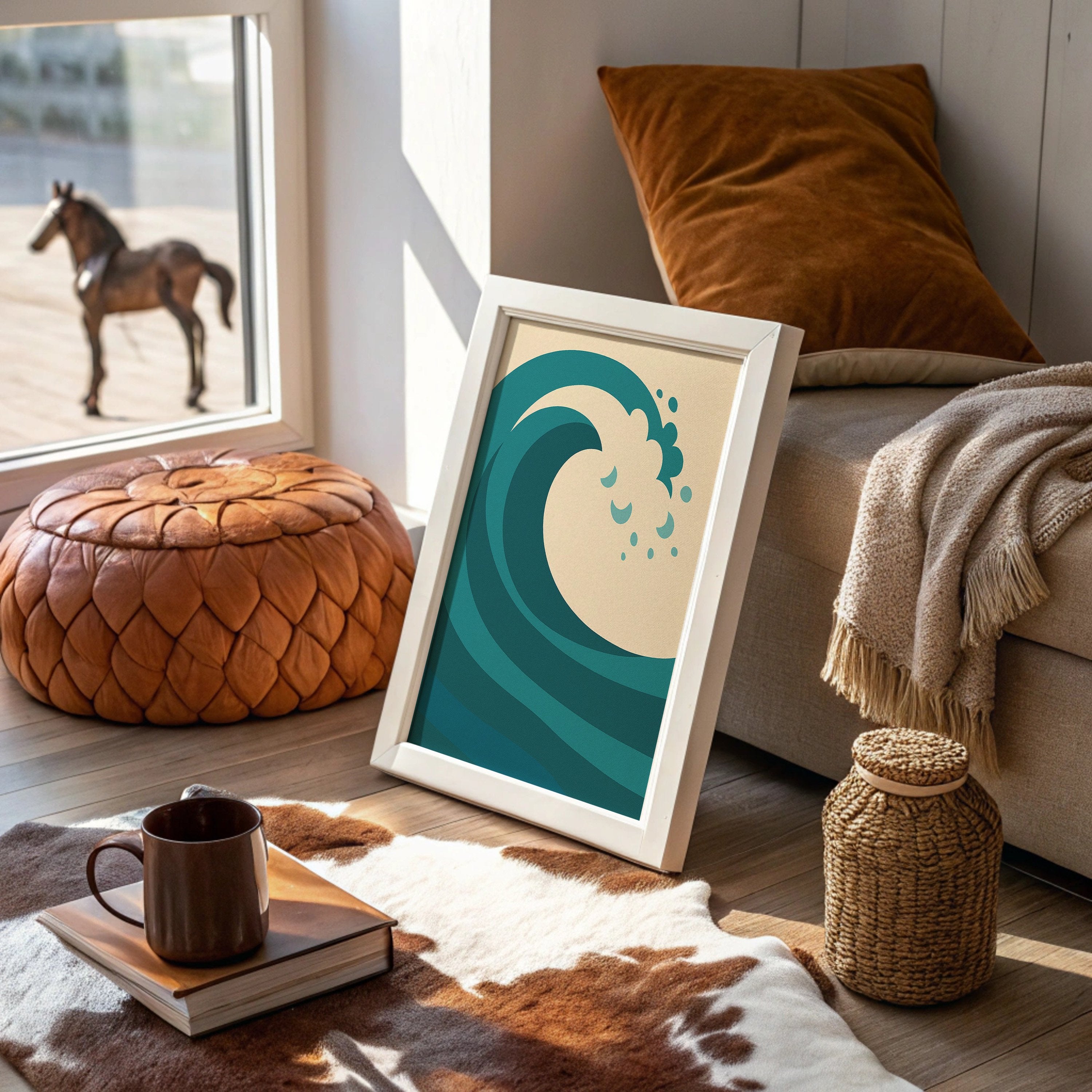 Teal Curl Meets Desert Calm