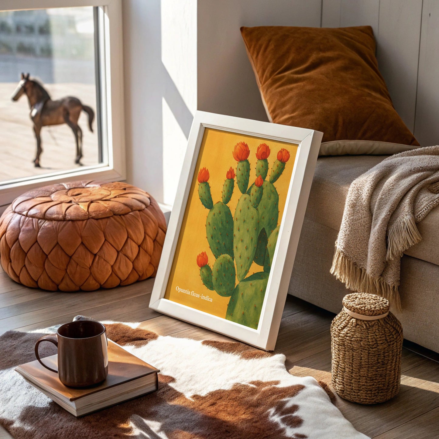 Desert Bloom Against Golden Sky