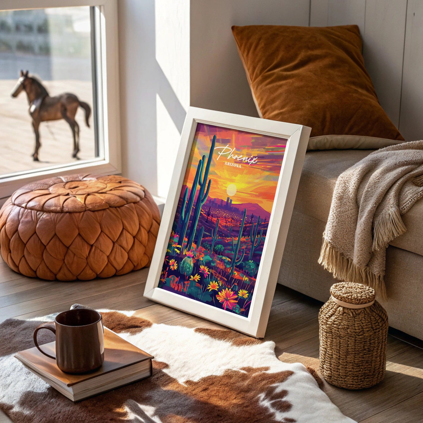 Desert Blooms Under Fiery Skies
