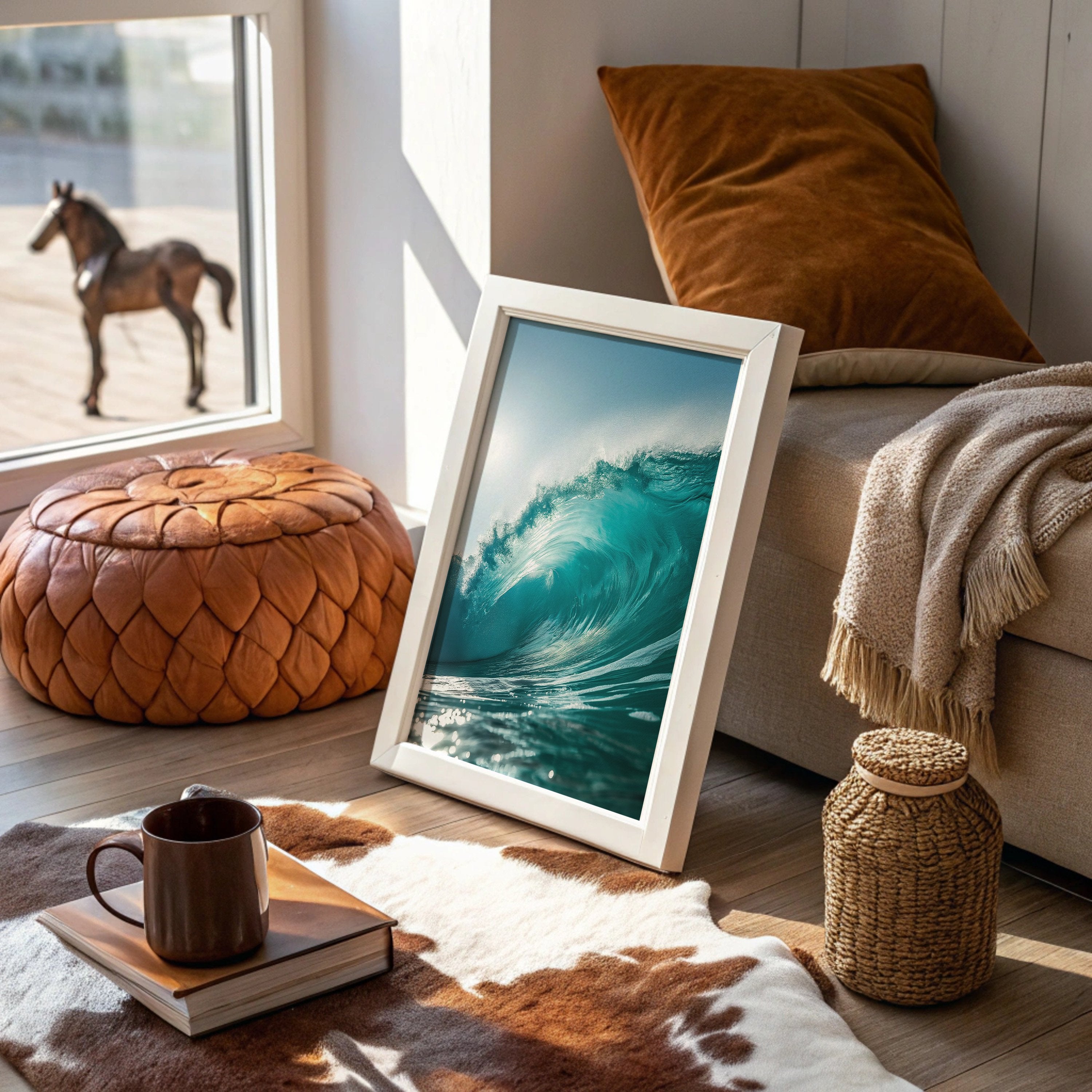 Turquoise Curl Against Weathered Boards