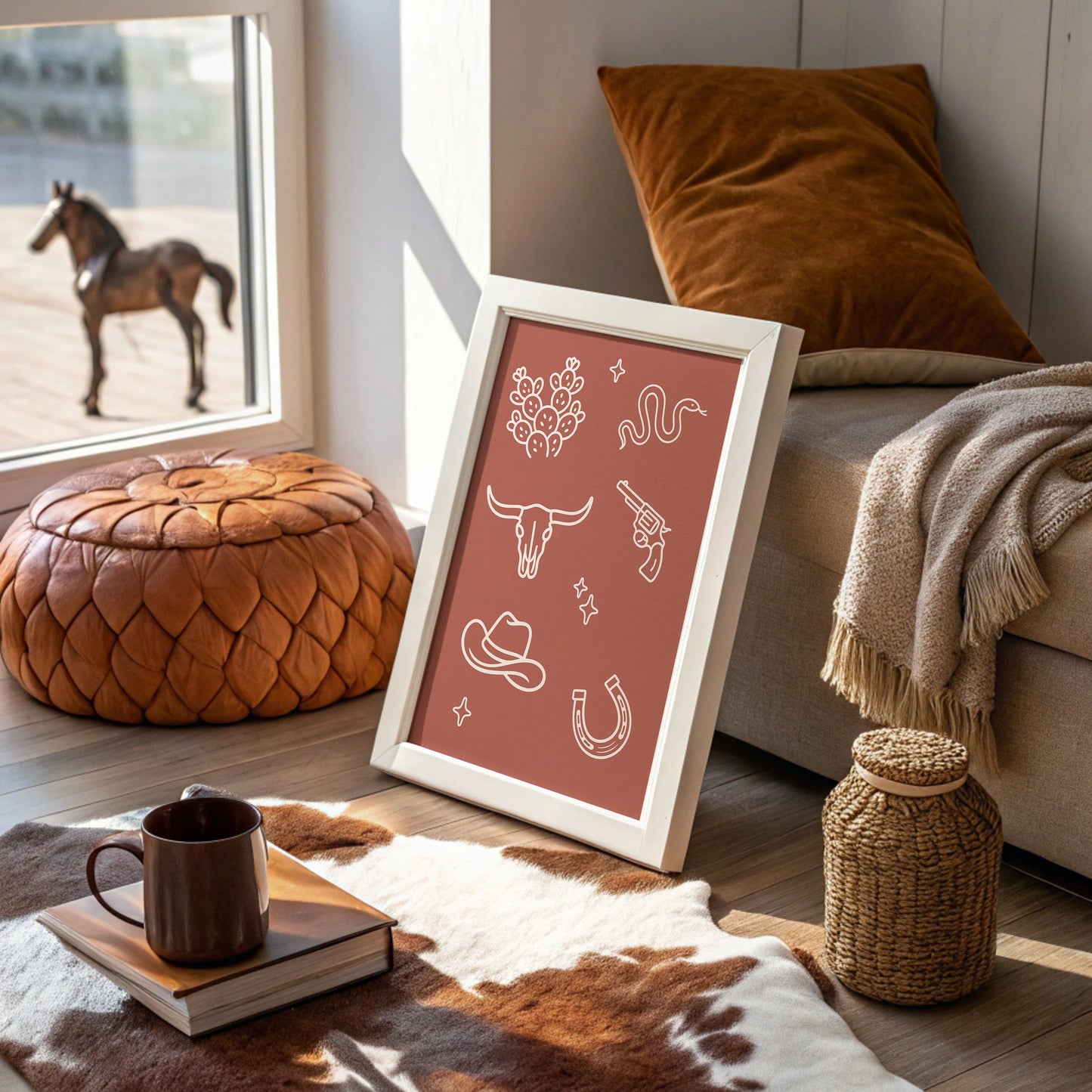 Desert Icons Under Terracotta Sky