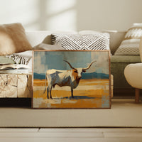 Longhorn Stands In Golden Fields