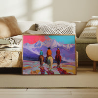 Three Riders Face Mountain Majesty