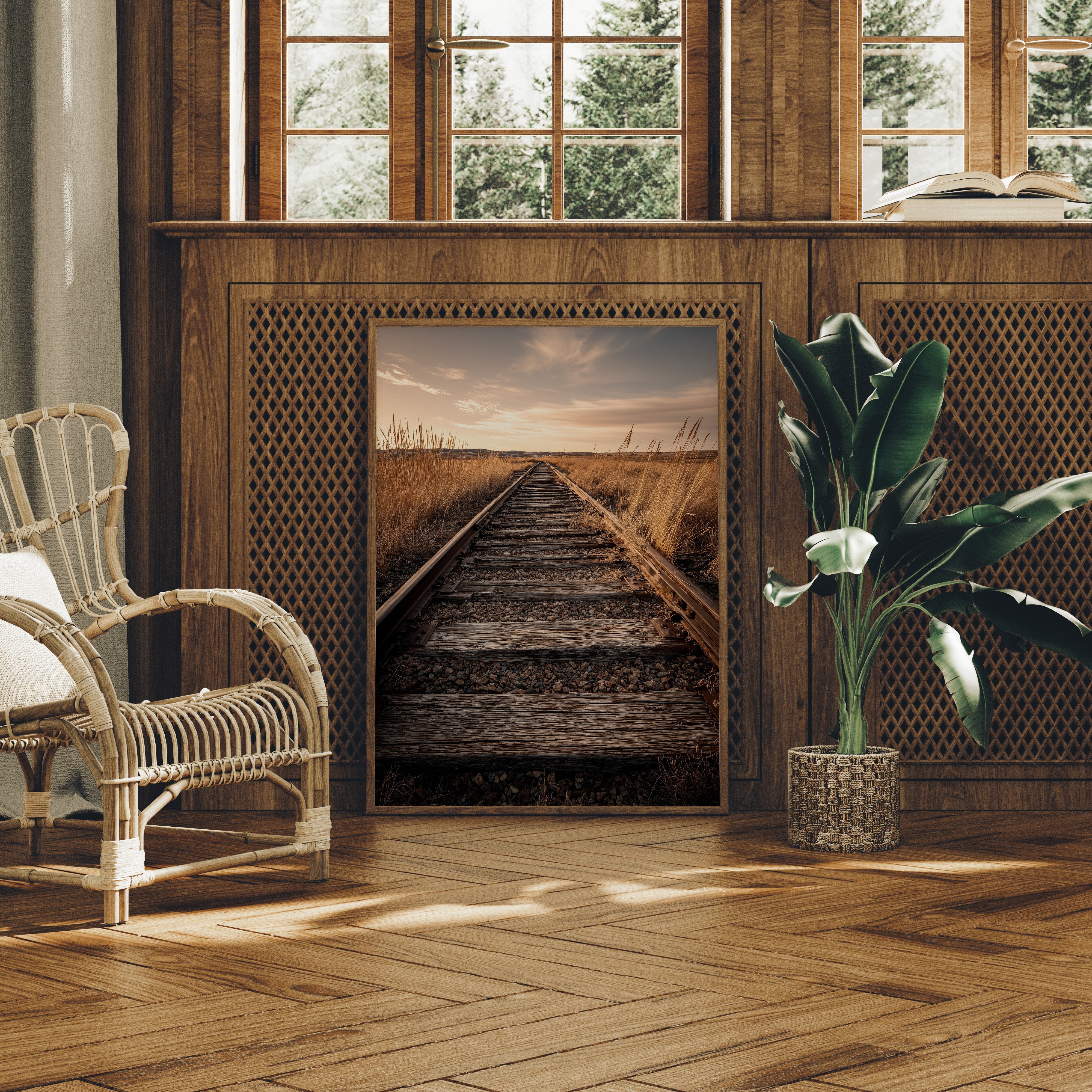 Prairie Tracks Under Golden Sky