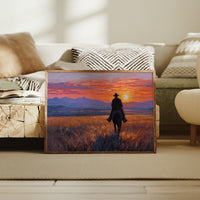 Lone Rider Meets Crimson Sky