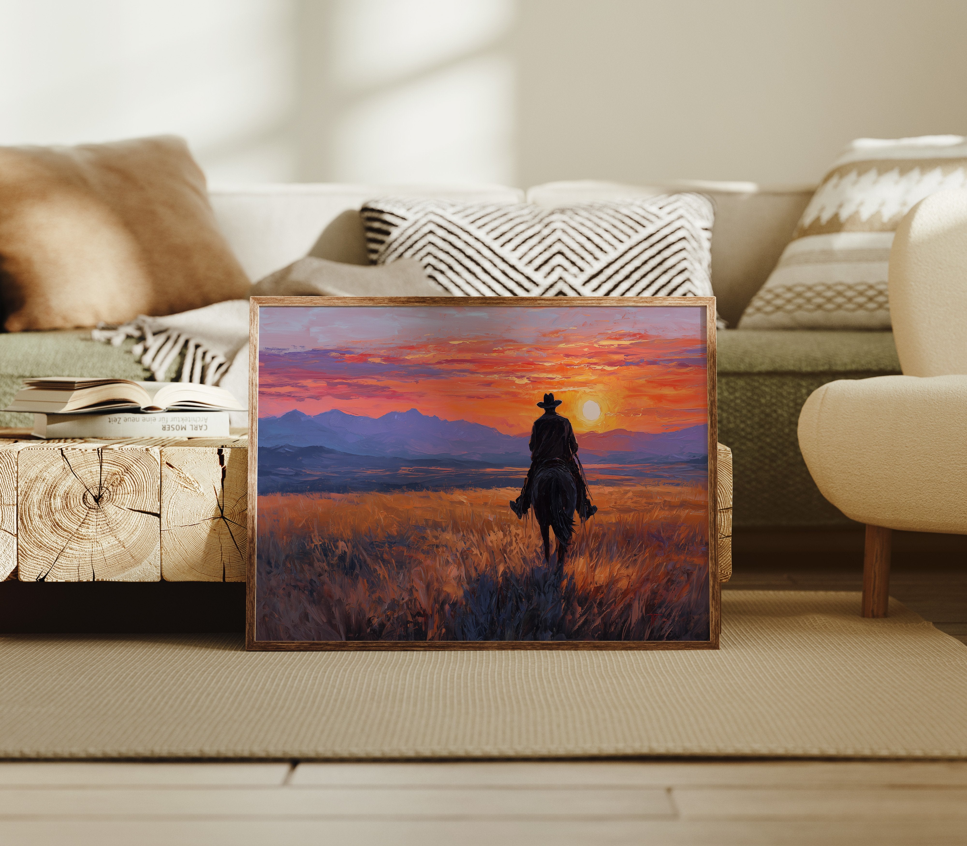 Lone Rider Meets Crimson Sky