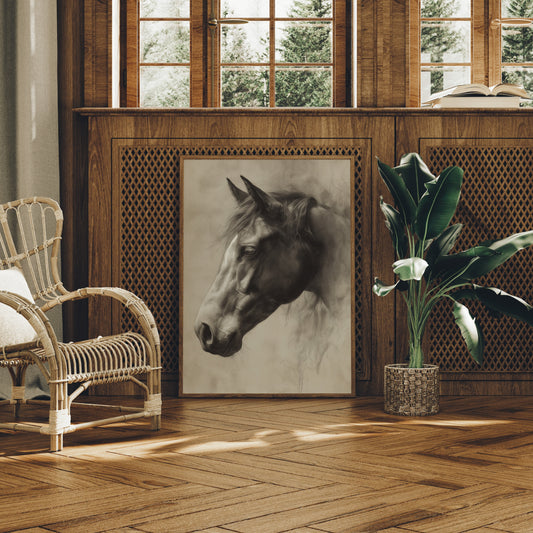 Horse Gaze In Weathered Wood