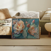 Desert Blooms Against Teal Sky