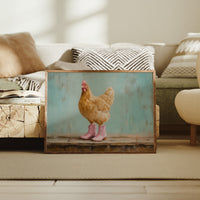 Hen Struts In Pink Boots