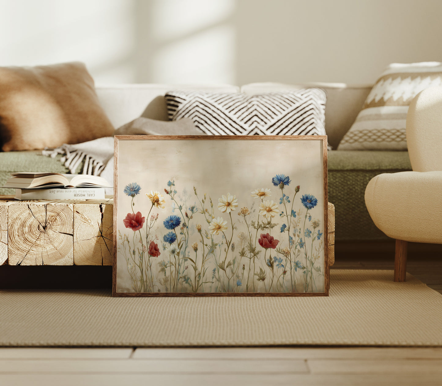 Field Blooms On Vintage Canvas