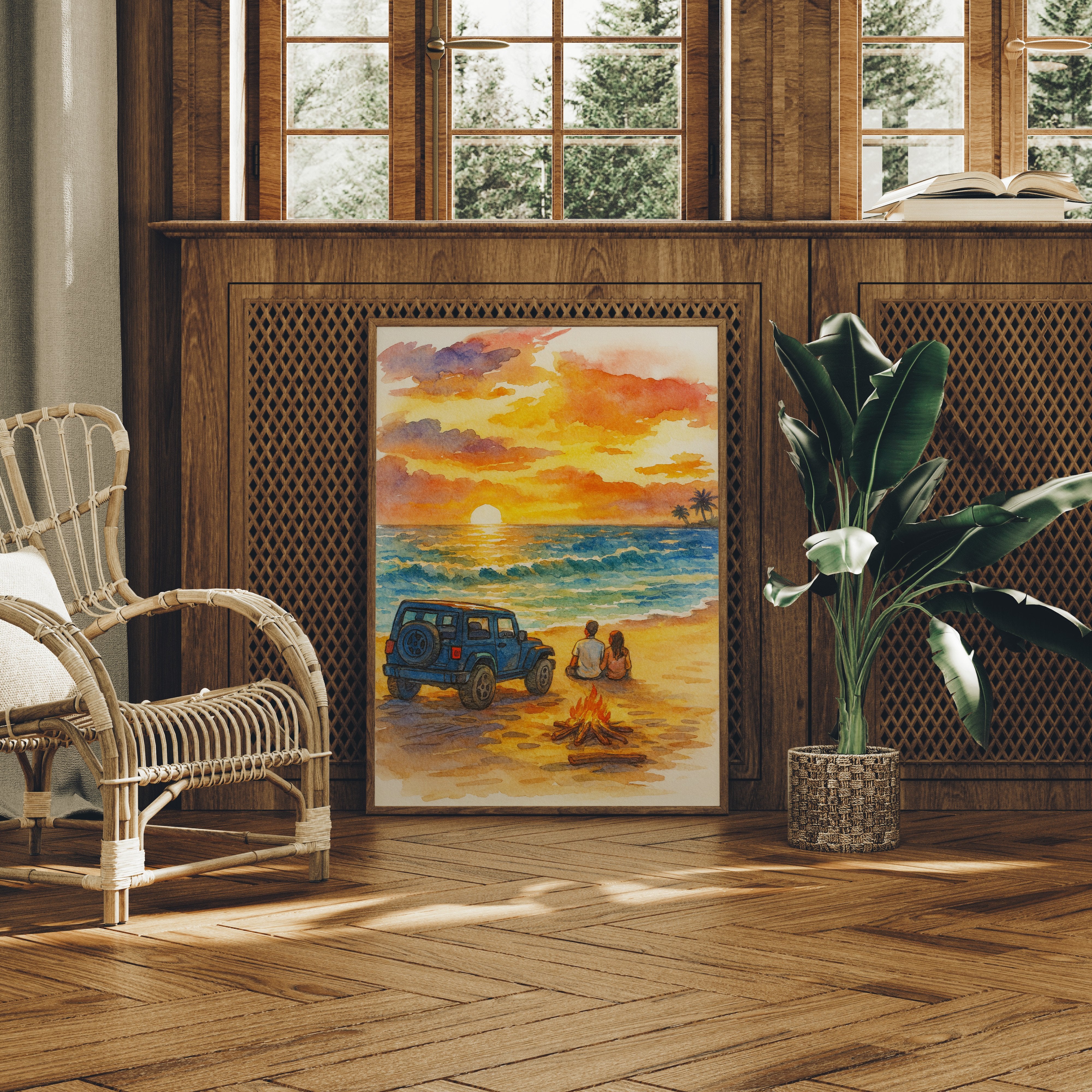 Beachside Memories Under Fire Sky