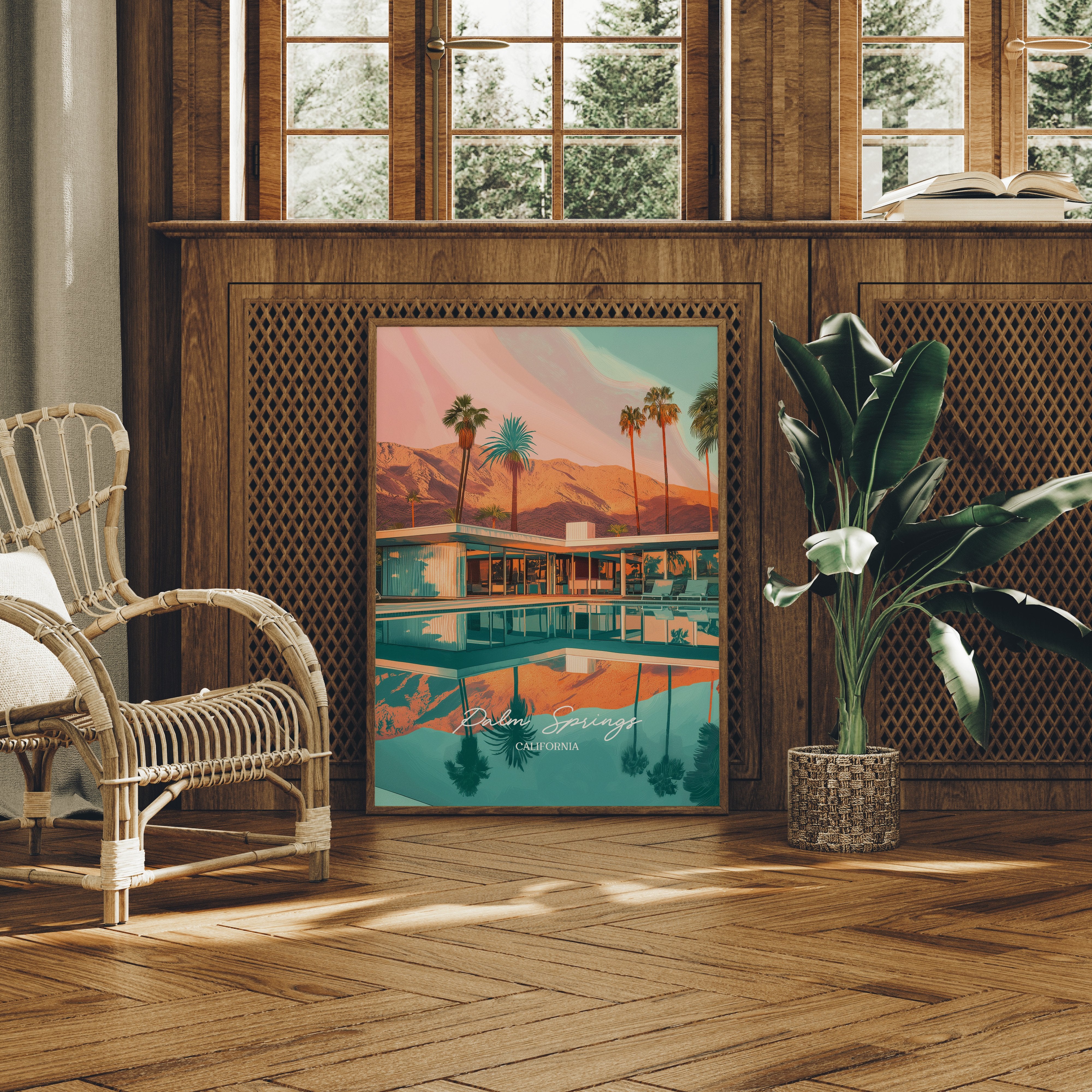 Desert Oasis Mirrors Mountain Glow