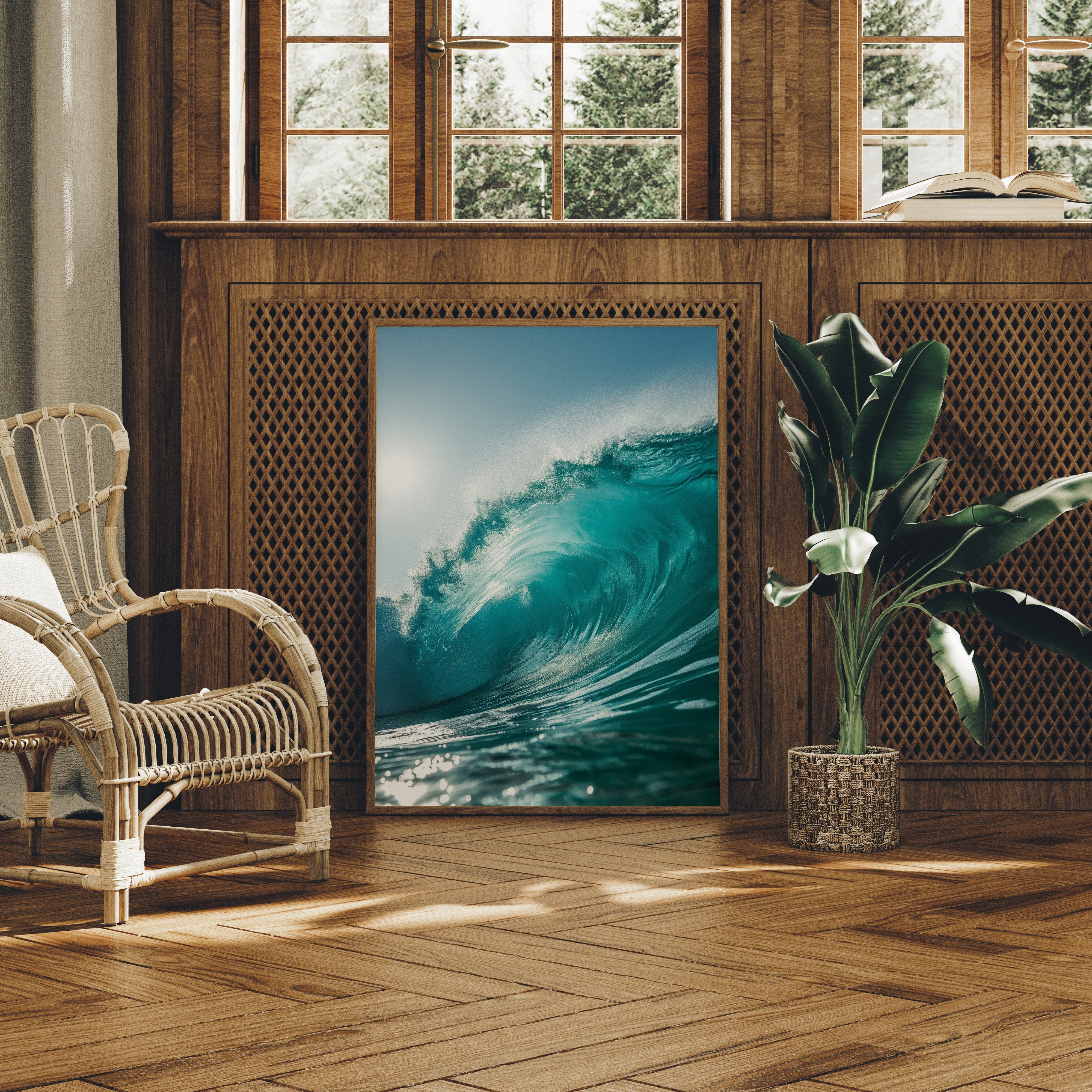 Turquoise Curl Against Weathered Boards