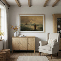 Solitary Figure Amid Raging Tides