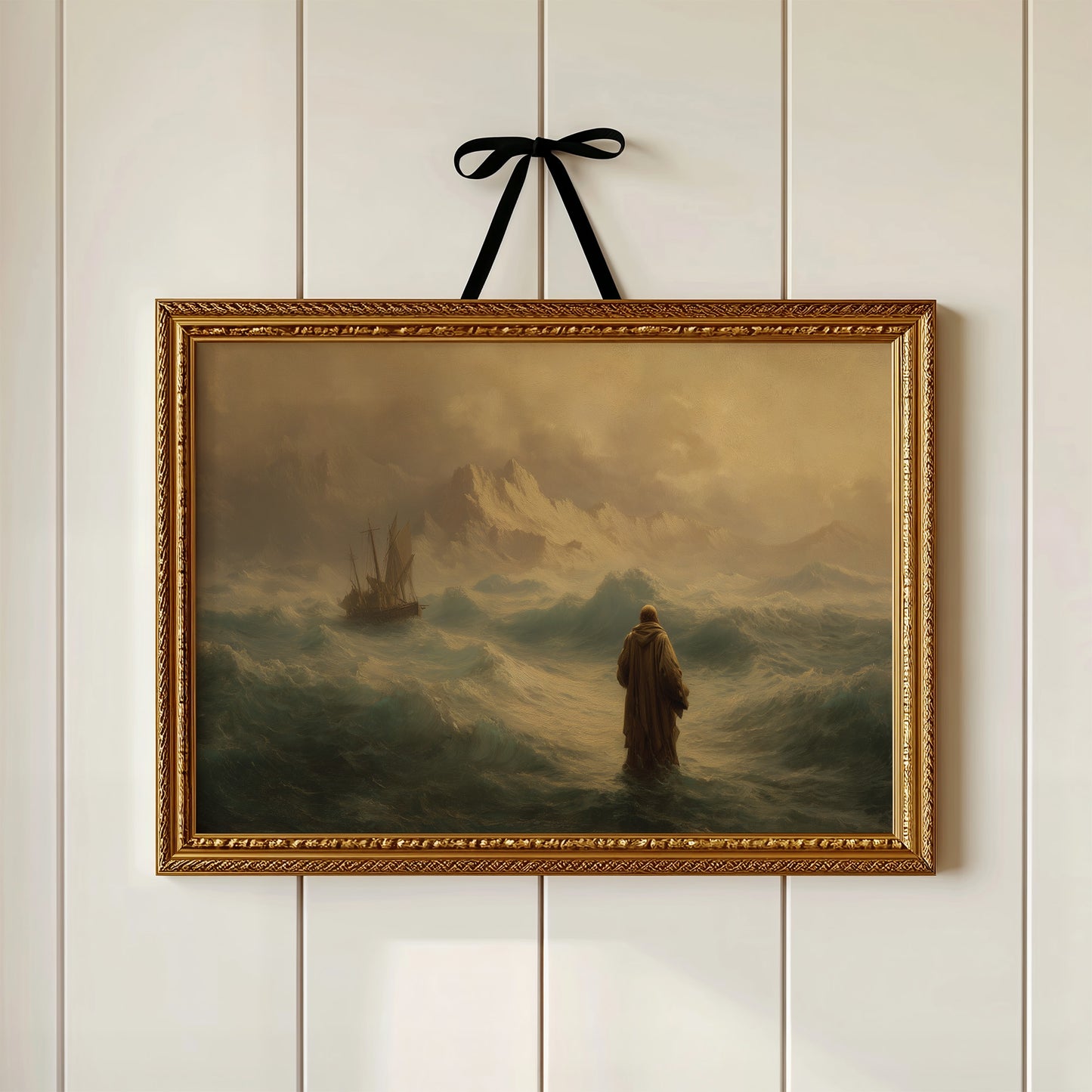 Solitary Figure Amid Raging Tides