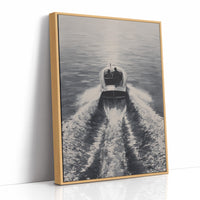 Speedboat Cuts Through Morning Fog