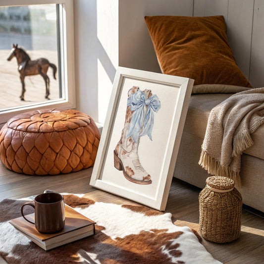 Blue Ribbons Dance On Ranch Leather
