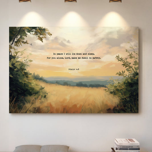 Golden Field of Peace with Psalm 4:8