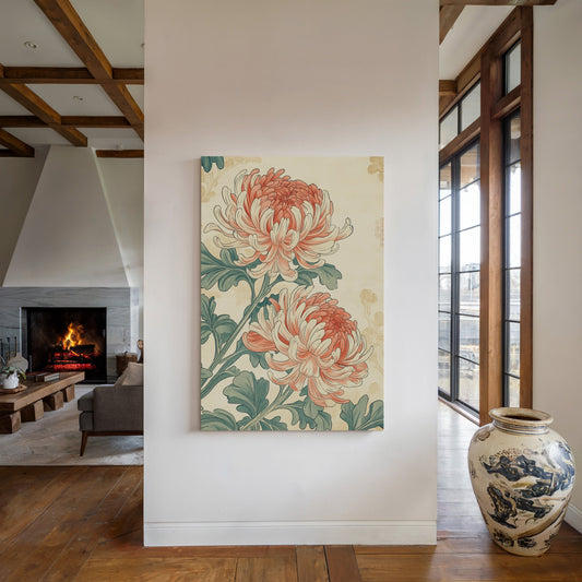 Japanese Chrysanthemum Art Print – Vintage Botanical Floral Wall Decor