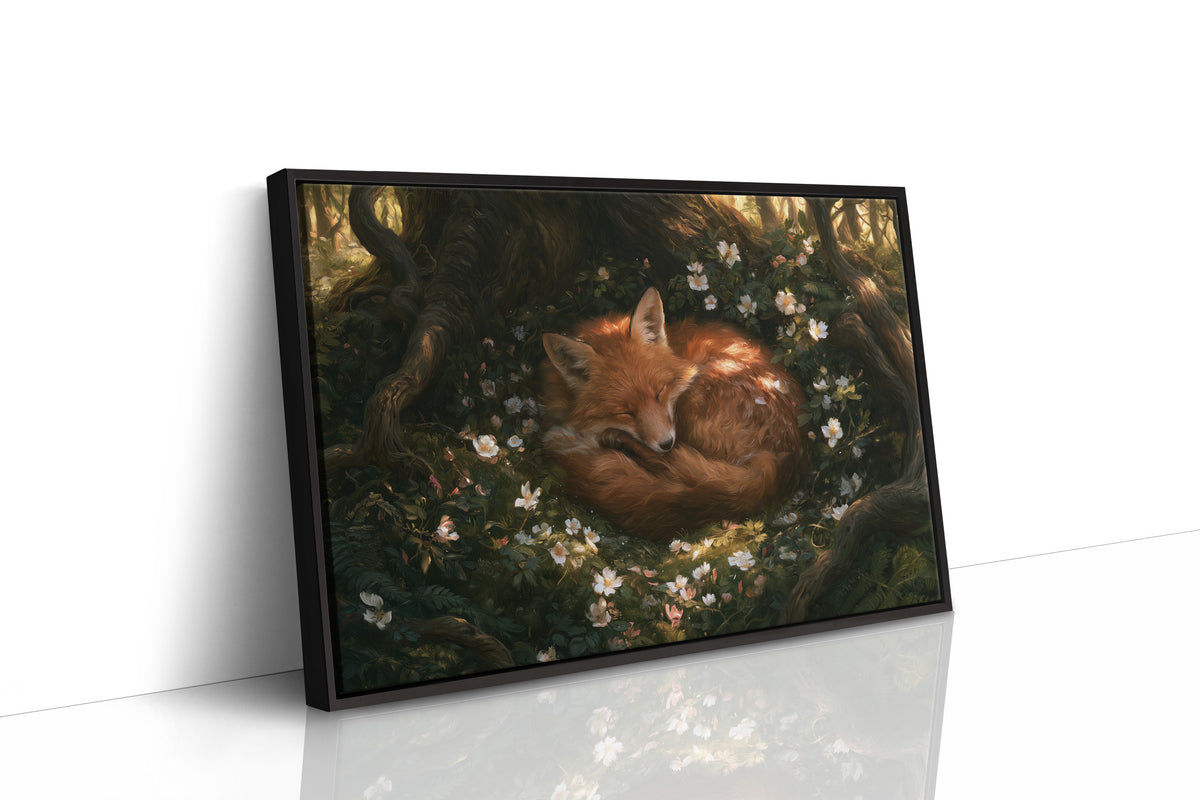 Sleeping Fox in Wild Roses
