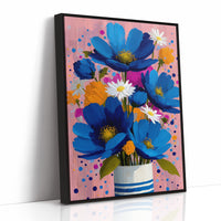 Cobalt Blooms in a Striped Vase