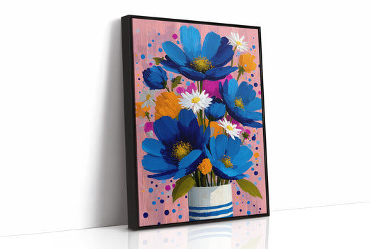 Cobalt Blooms in a Striped Vase