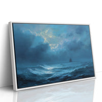 Distant Ship Braves Stormy Seas