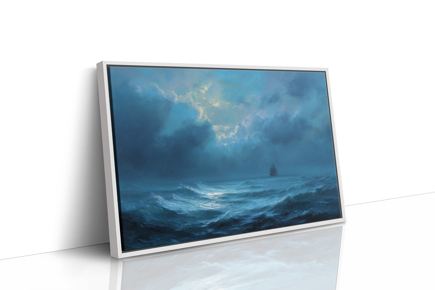 Distant Ship Braves Stormy Seas