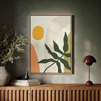 Sunlit Leaves Against Soft Curves