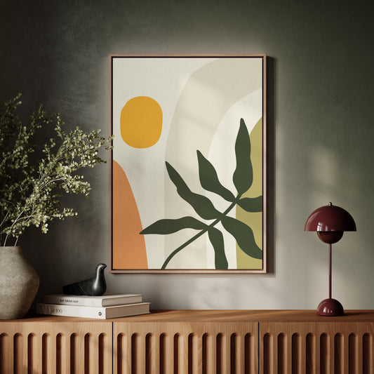 Sunlit Leaves Against Soft Curves