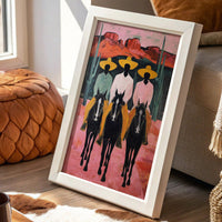 Desert Riders Beneath Crimson Cliffs