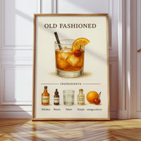Old Fashioned Cocktail Recipe Art Print