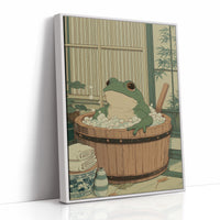 Frog's Peaceful Soak In Bamboo Bath