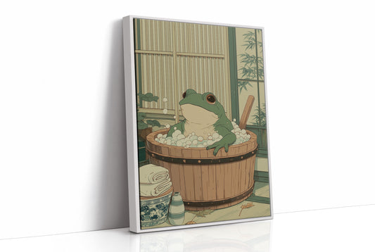 Frog's Peaceful Soak In Bamboo Bath