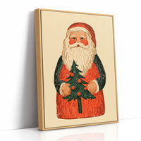 Folk Carved Santa & Tree