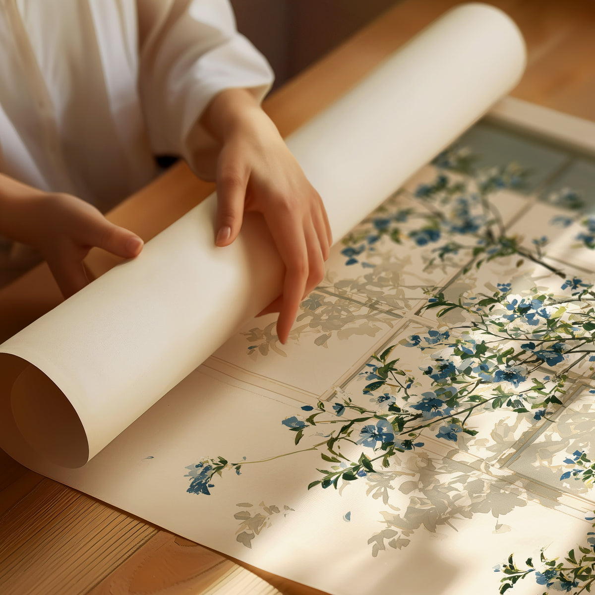 Blue Blossoms at the Windowpane
