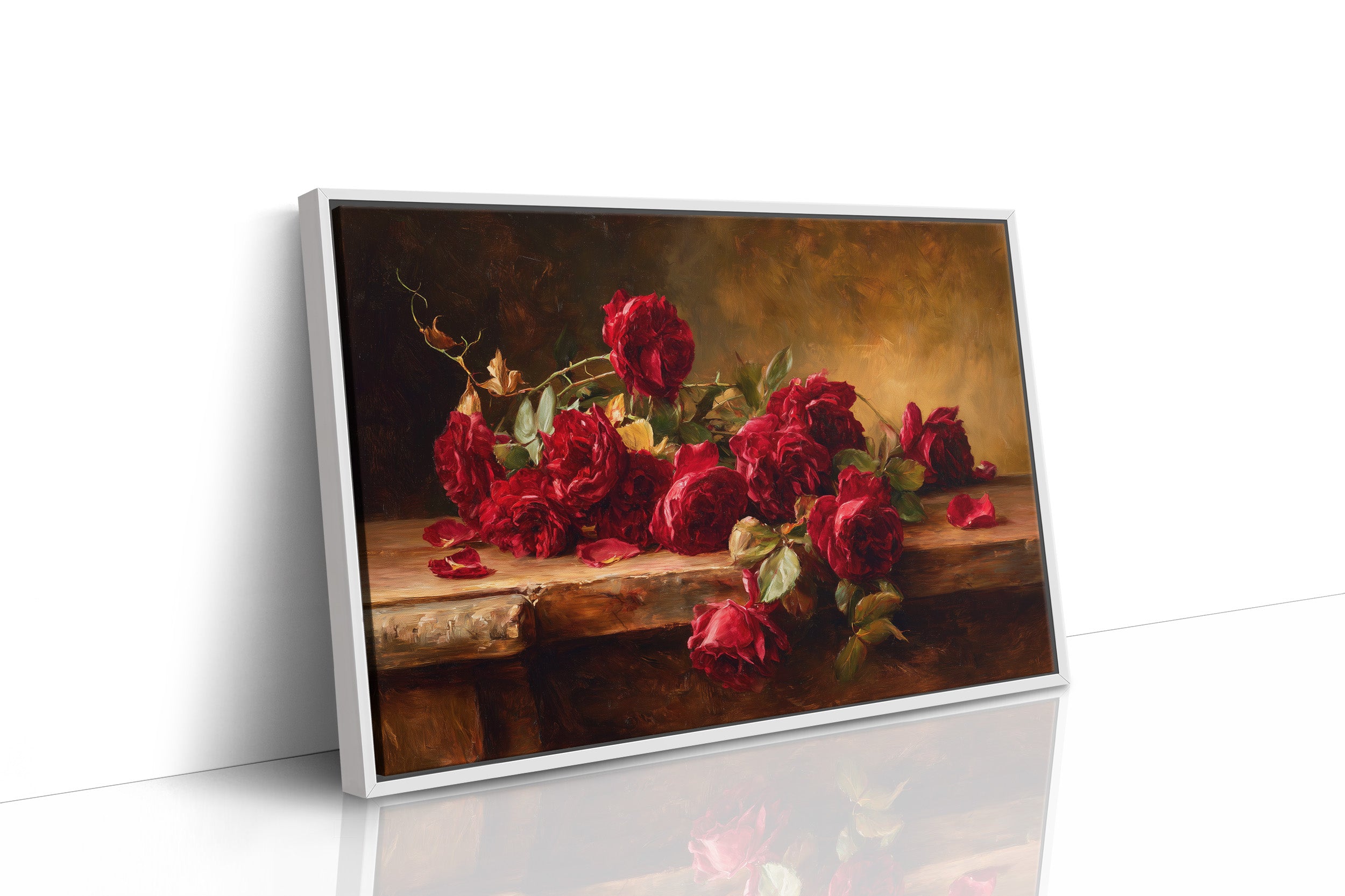 Crimson Blooms Among Literary Treasures