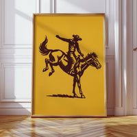 Vintage Rodeo Cowboy Silhouette Print